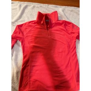 Columbia Sweatshirt Women SZ L Red Mock Neck Quarter zip Athletic Performance